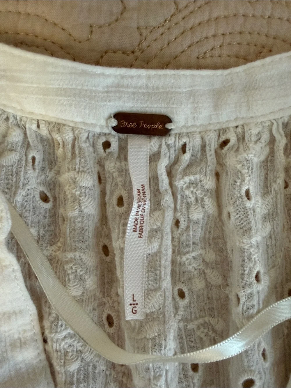 Free People 100% Cotton Maddison Eyelet Blouse
